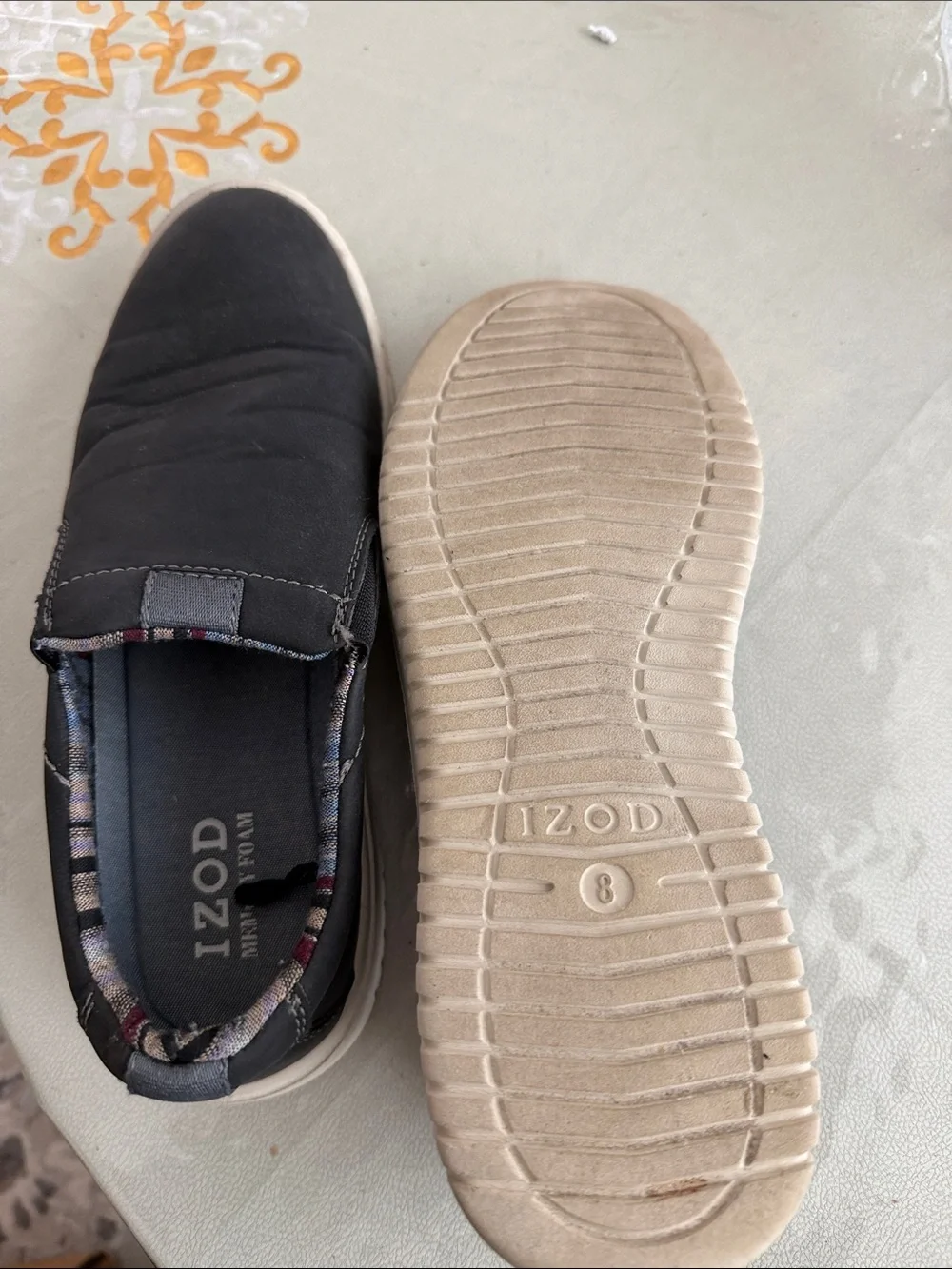Izod Men's Black Slip-On Loafers with Patterned Lining